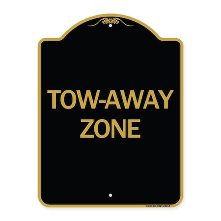 Designer Series Sign-Tow-Away Zone, Black & Gold Aluminum Architectural Sign